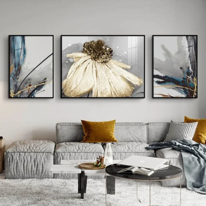 Modern Abstract Floral Wall Art Fine Art Canvas Prints Blue Gray Botanical Pictures For Living Room Bedroom Wall Art Decor | Bowlift