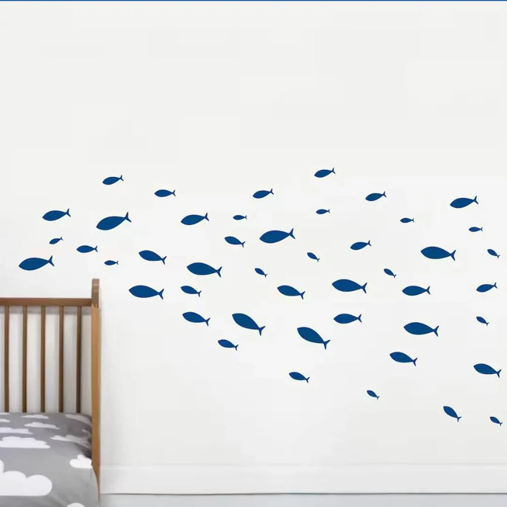 Little Fish Swimming Calming Wall Stickers Removable Peel and Stick PVC Wall Decals For Bathroom Bedroom Creative DIY Home Decor | Bowlift