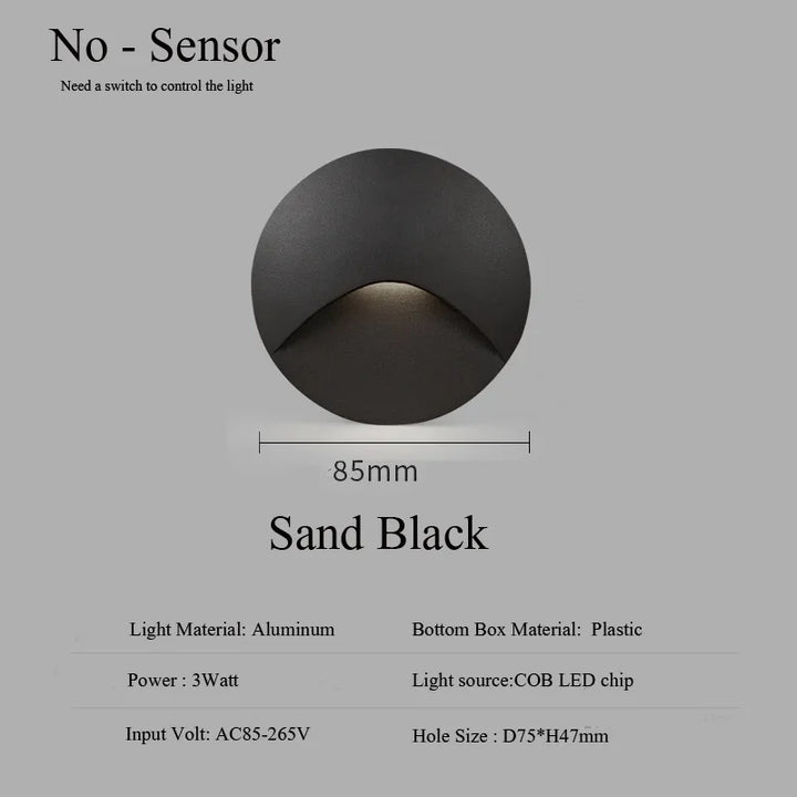 BowLift | Modern waterproof IP65 LED recessed wall lamp for outdoor lighting - 3W embedded step & staircase balcony portal light