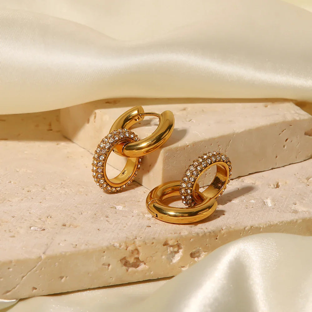 BowLift | 18k Dainty Huggie Diamond Dangle Earrings