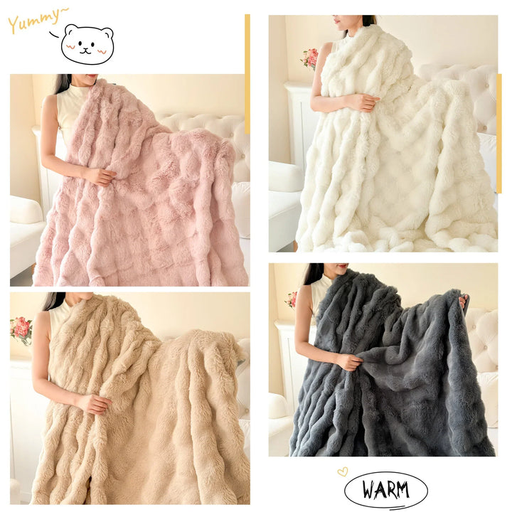 BowLift | CosyLuxe Plush Blanket Double Layer Extra Thick Soft Rabbit Fur Imitation Easy Care