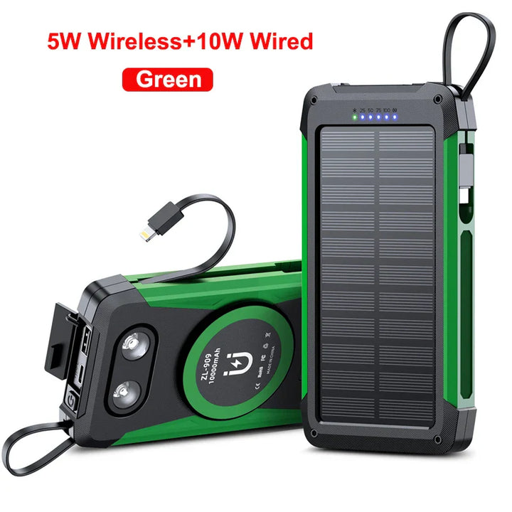 BowLift | Voltaris MagCharge Solar Powerbank 10000mAh | Magnetic Wireless Charging | 22.5W Fast Charging Function | With Cable & Flashlight | For iPhone, Samsung & Co.