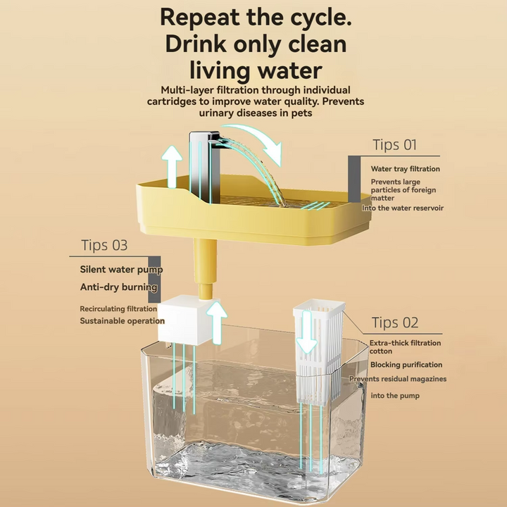 BowLift | Automatic Cat Water Fountain with USB Pump and Multi-Stage Filtration