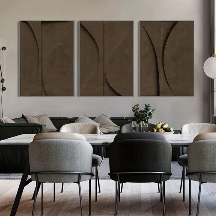 Modern Minimalist Flat Geometric Lines Wall Art Fine Art Canvas Prints Retro Brown Abstract Pictures For Living Room Contemporary Interior Decor | Bowlift