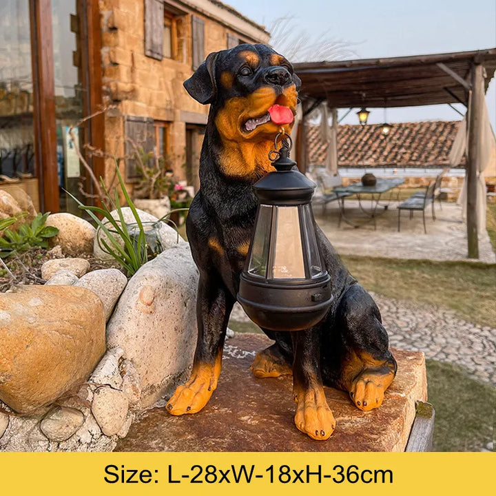 BowLift | Solar-Powered Outdoor Resin Dog Statue Lamp