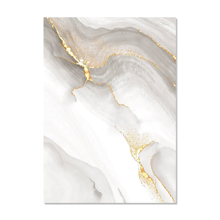 Light Luxury Golden Gray Marble Print Wall Art Fine Art Canvas Prints Posters Abstract Minimalist Pictures For Modern Living Room Decor | Bowlift