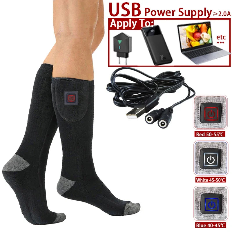 BowLift | Electric Heated Socks | USB Heating Socks for Women & Men | 3 Heat Levels | Ideal for Skiing, Cycling & Outdoor | ThermaStep