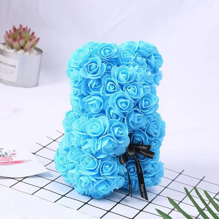 BowLift | 9.8in Artificial Rose Teddy Bear Gift with Display Box - Romantic Anniversary or Valentine's Day Decor