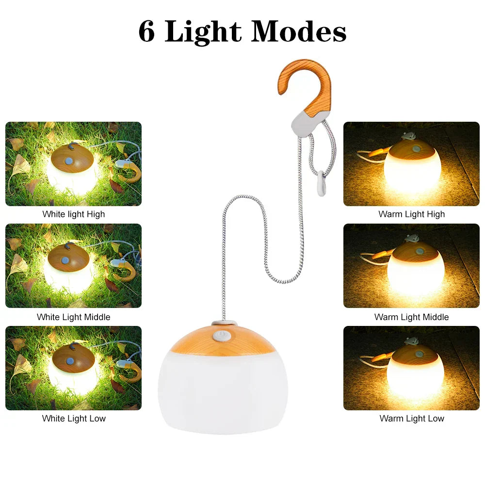 Retro Rechargeable Camping Lamp with USB Bowlift