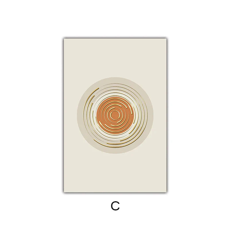 Abstract Geometric Taupe Terracotta Landscape Sun Moon Wall Art Fine Art Canvas Prints Pictures For Living Room Bedroom Art Decor | Bowlift
