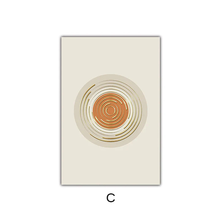 Abstract Geometric Taupe Terracotta Landscape Sun Moon Wall Art Fine Art Canvas Prints Pictures For Living Room Bedroom Art Decor | Bowlift