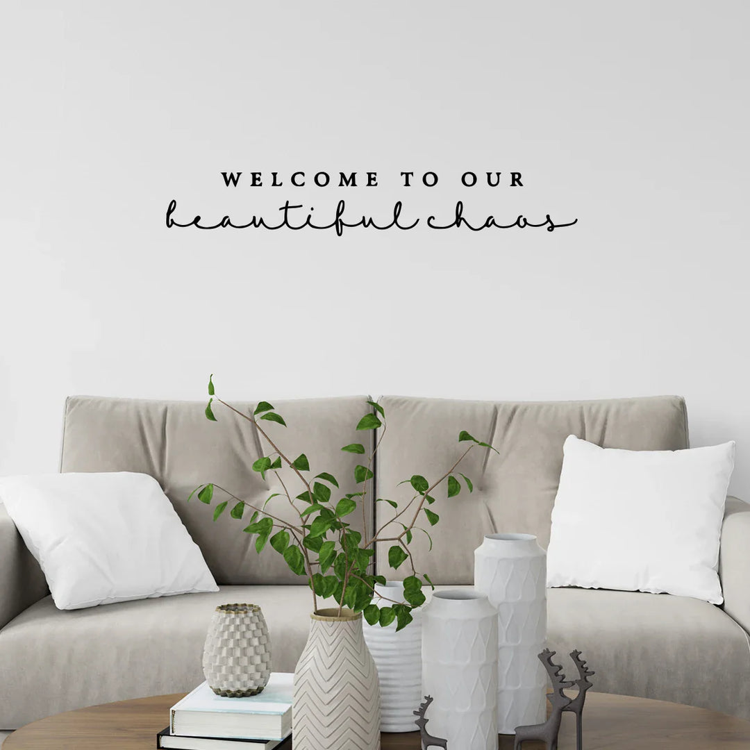 Beautiful Chaos Family Home Wall Sticker Removable Peel and Stick Typographic Wall Decal For Living Room Dining Room Creative DIY Wall Decor | Bowlift