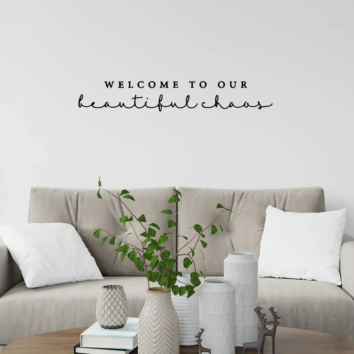 Beautiful Chaos Family Home Wall Sticker Removable Peel and Stick Typographic Wall Decal For Living Room Dining Room Creative DIY Wall Decor | Bowlift