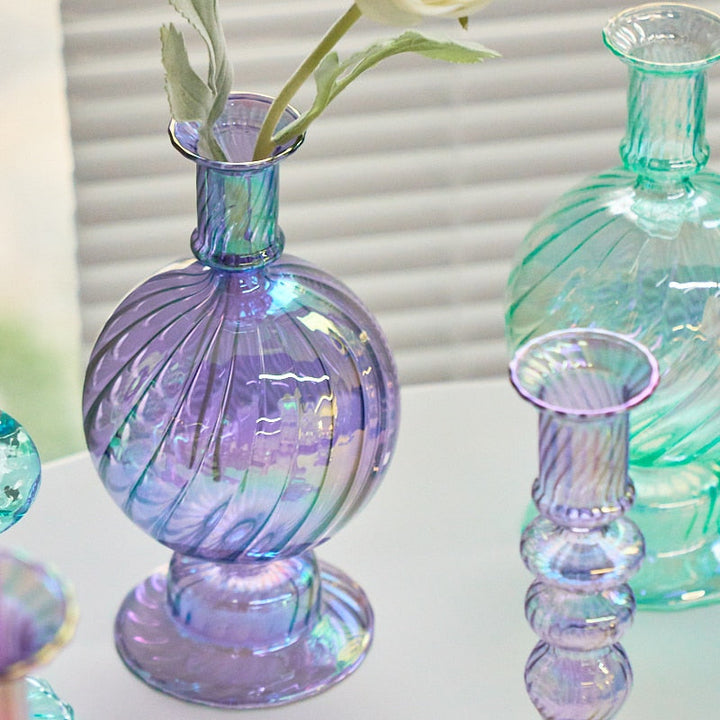 Ribbed Glass Candleholders - Mermaid | Bowlift