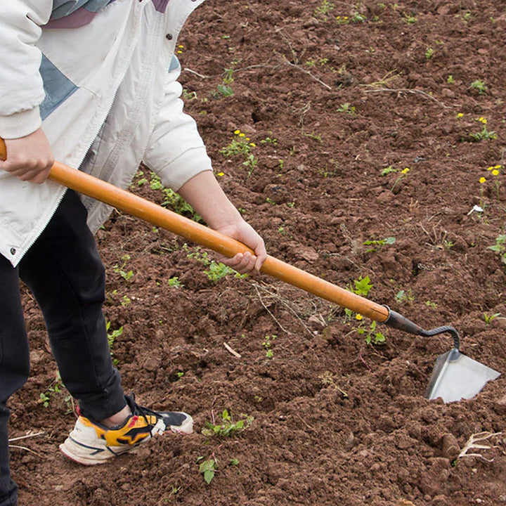 BowLift | RootRaptor Triangle Hoe | Forged Manganese Steel | Sharp & Ergonomic | For Weeding & Seed Furrows