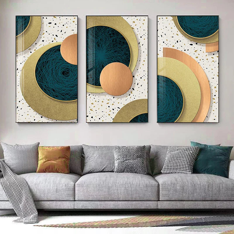 Modern Abstract Geometric Circles Wall Art Fine Art Canvas Prints Pictures For Luxury Living Room Dining Room Hotel Bedroom Home Office Art Decor | Bowlift
