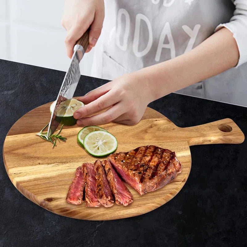 BowLift | Acacia wood pizza shovel and serving board with handle