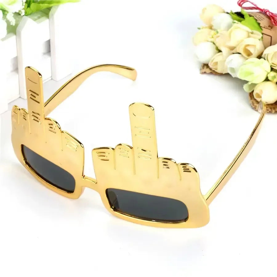 BowLift | Bold Gold Middle Finger Party Sunglasses
