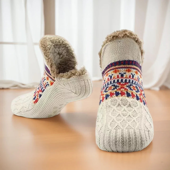 BowLift | North Cottage | Thermal House Socks Winter | Non-slip Cozy Socks for Women & Men | Thickly Lined & Extra Warm | Soft Anti-Slip Bed Socks for Home & Christmas