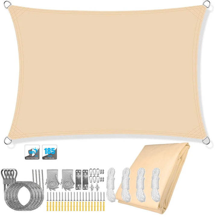 BowLift | Waterproof Rectangular Sun Shade Sail with UV Protection & Mounting Kits – ShadeGuard