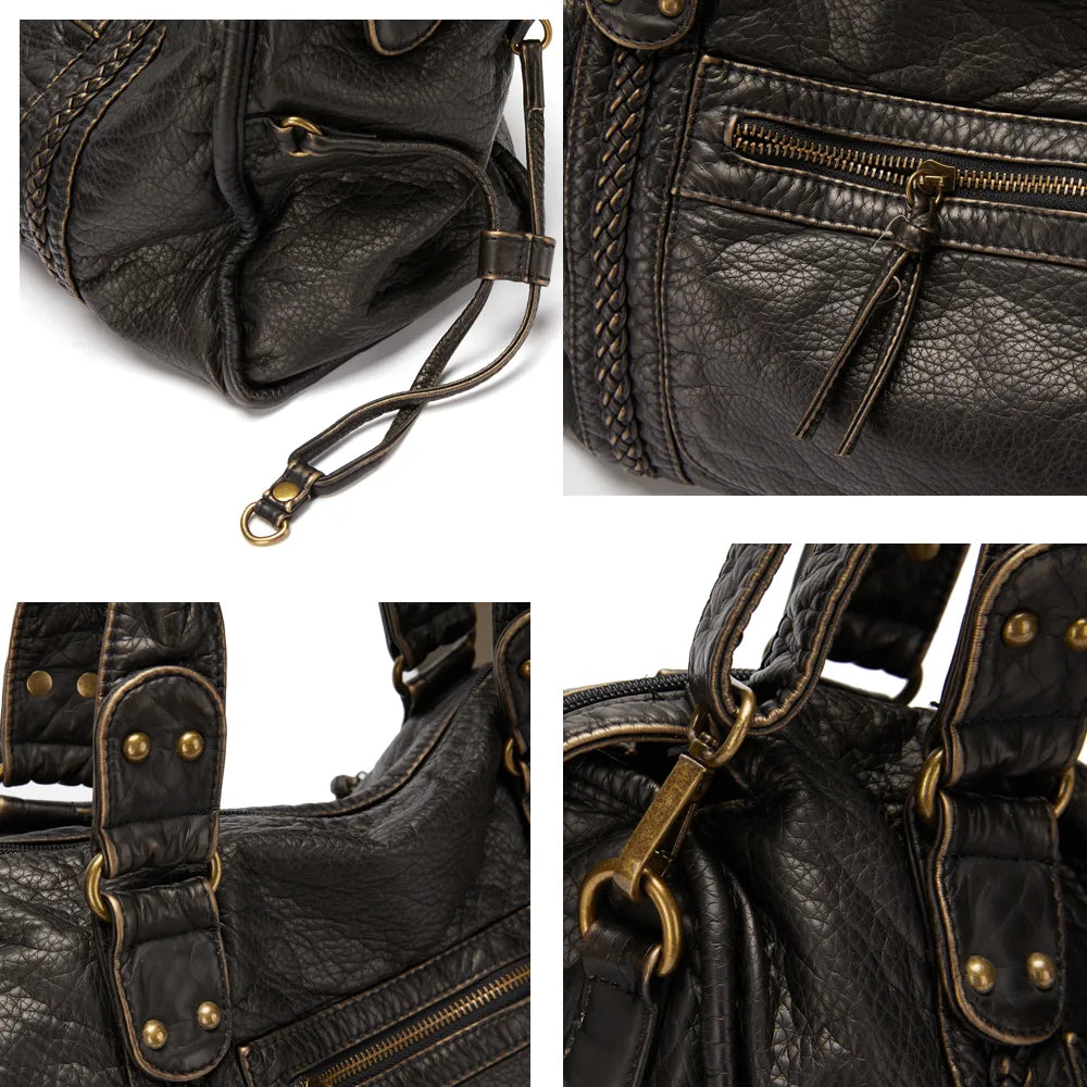 NoirClass - Elegant Black Leather Handbag Bowlift