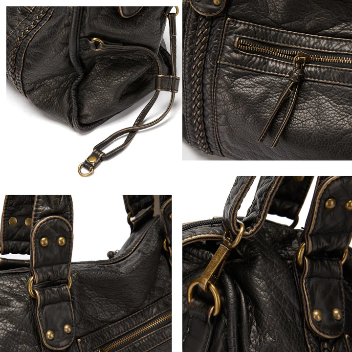 NoirClass - Elegant Black Leather Handbag Bowlift