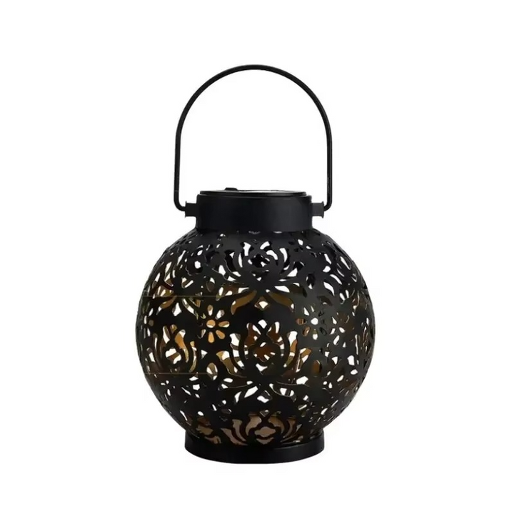 BowLift | Outdoor Solar LED Lantern Light with Hollow Wrought Iron Design for Garden and Yard Decoration