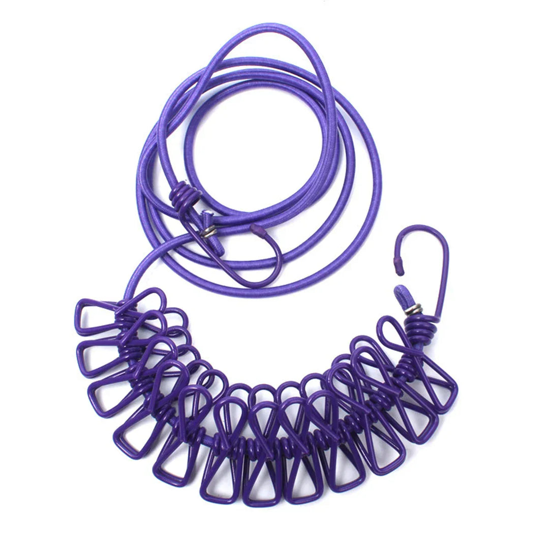 Windproof Non-Slip Elastic Multi-Clip Travel Clothesline | Bowlift