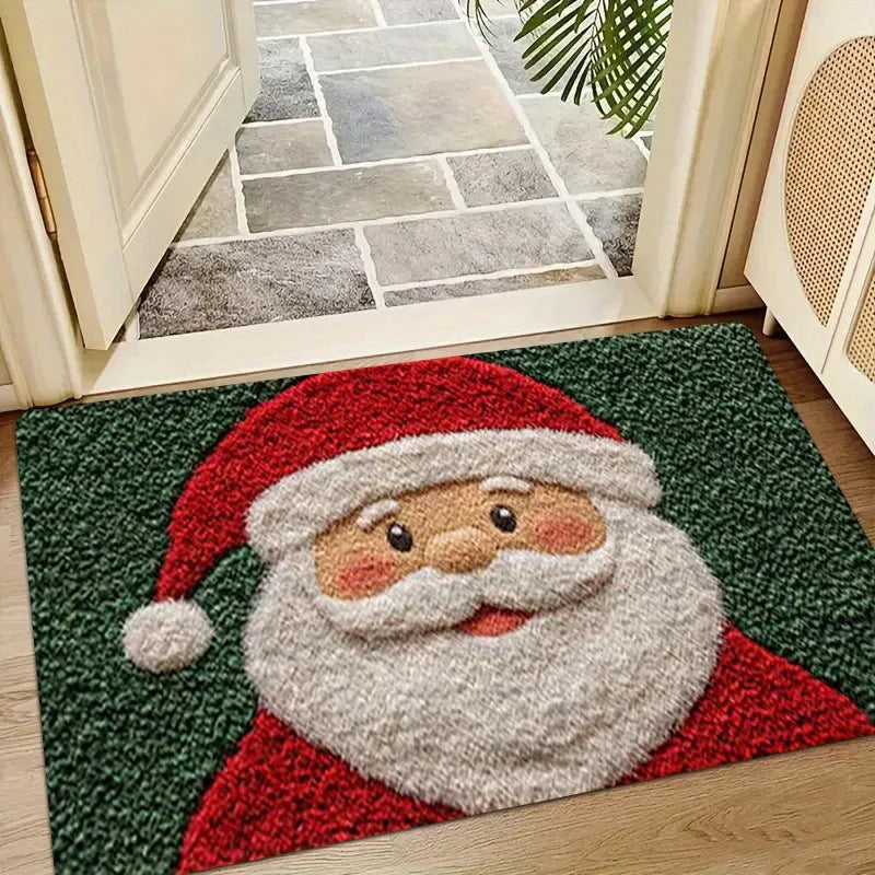 BowLift | Winter love | Christmas doormat | Santa & Gingerbread man | Red | For indoor & outdoor | Non-slip & washable