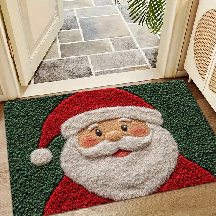 BowLift | Winter love | Christmas doormat | Santa & Gingerbread man | Red | For indoor & outdoor | Non-slip & washable