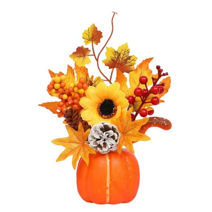 BowLift | Autumn Magic | Decorative Pumpkin with Artificial Flowers | 25–30 cm | Autumn & Halloween Decor
