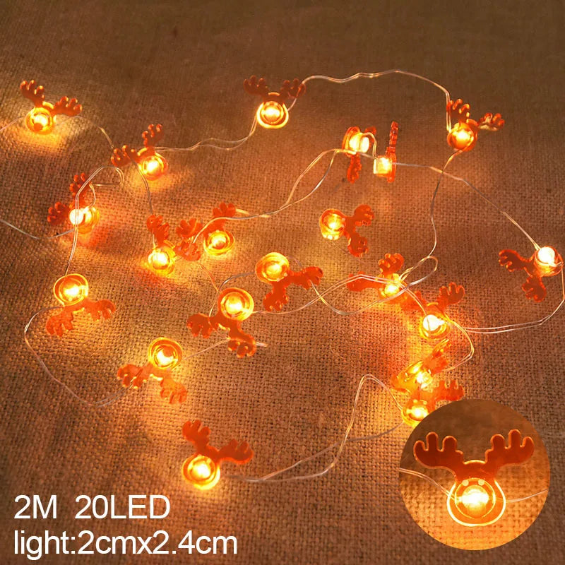 BowLift | LED String Lights Christmas | 2 m | 20 LEDs with Santa & Snowflakes | Battery Operated | Nordivelle