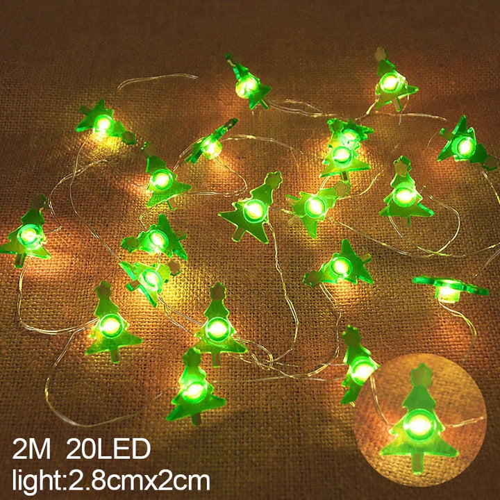 BowLift | LED String Lights Christmas | 2 m | 20 LEDs with Santa & Snowflakes | Battery Operated | Nordivelle