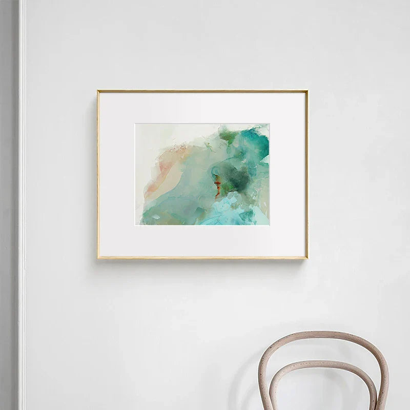 Ethereal Whispers Teal Emerald Aquamarine Abstract Wall Art Fine Art Canvas Prints Nordic Pictures For Modern Apartment Living Room Decor | Bowlift