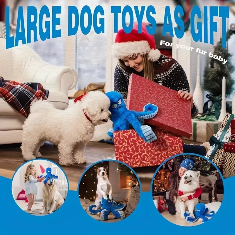 BowLift | Durable Octopus Squeaky Plush Toy for Pets