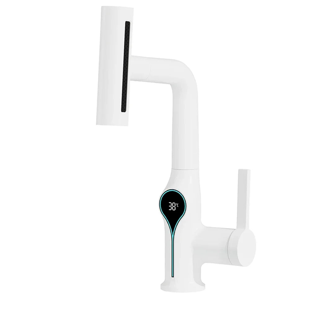 BowLift | Washbasin faucet with waterfall jet digital temperature display and adjustable spray head