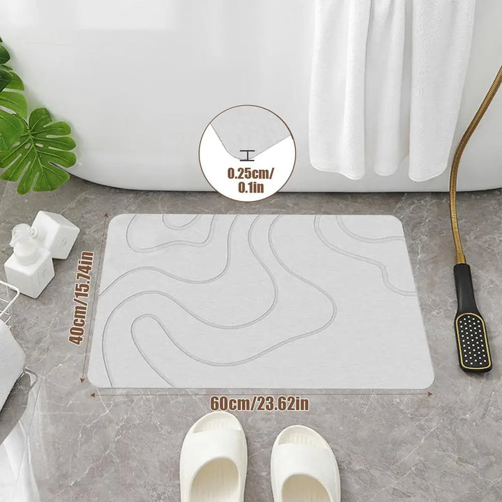 BowLift | Drysera Bath Mat | Bath Mat Stone Look | Quick Drying & Non-Slip | 40 × 60 cm | Diatomite & Rubber