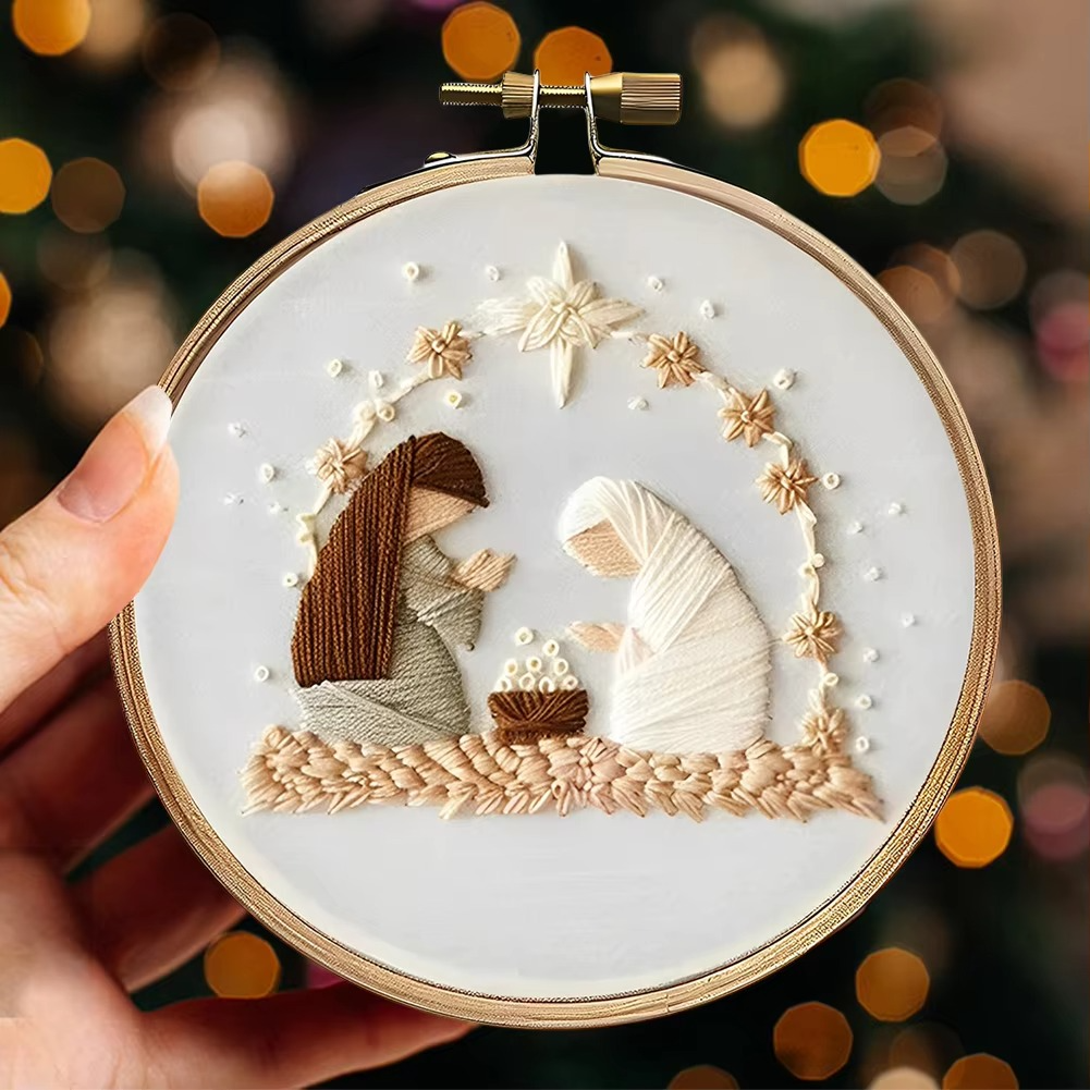 BowLift | Christmas Embroidery Starter Kit, DIY Cross Stitch Set with Holiday Patterns