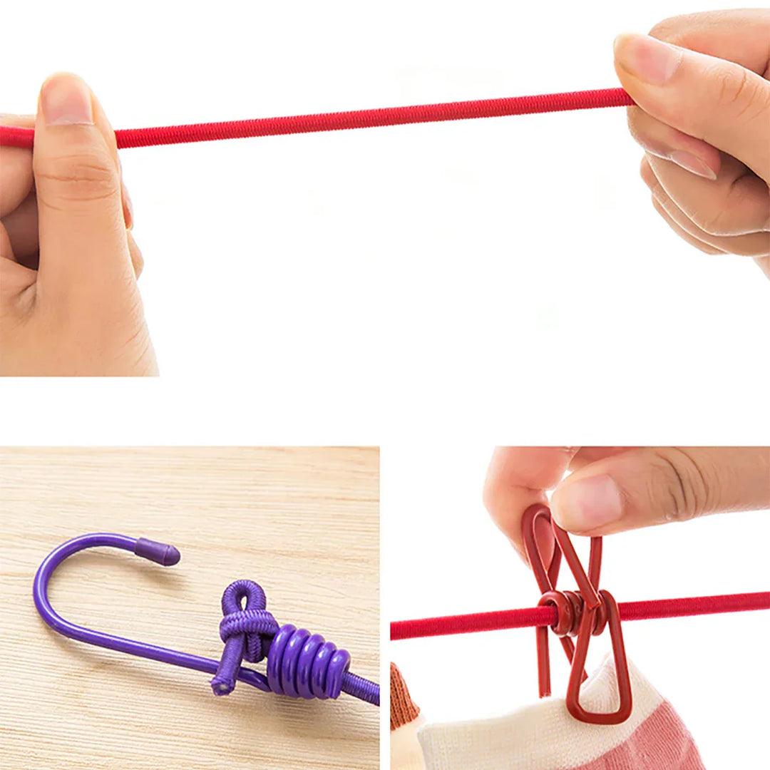 Windproof Non-Slip Elastic Multi-Clip Travel Clothesline | Bowlift