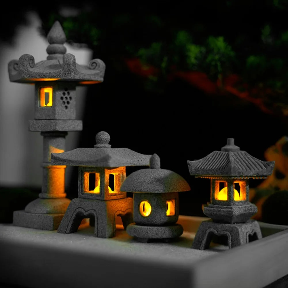 BowLift | SereniStone Mini-Pagoda | Sandstone Decor | For Garden & Bonsai | Zen Flair