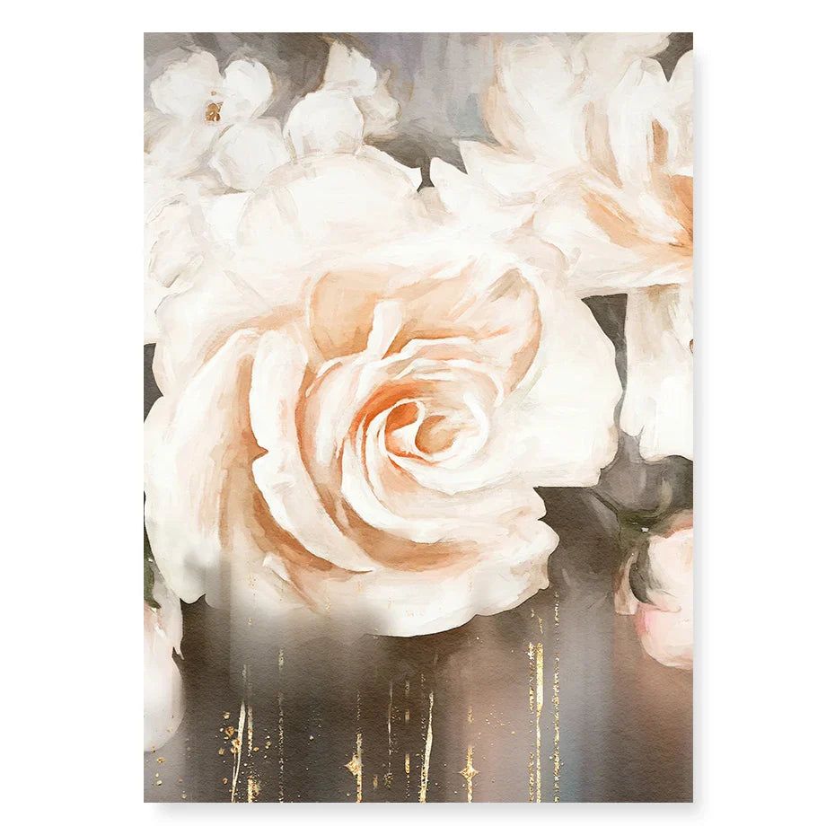 Pink Beige Petals Big Floral Wall Art Fine Art Canvas Prints Elegant Abstract Botanical Pictures For Living Room Bedroom Art Decor | Bowlift