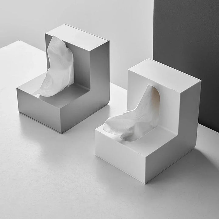 Minimalist Abstract L-Shaped Sculptured Tissue Box For Living Room Coffee Table Kitchen Worktop Desktop Nordic Style Home Decoration | Bowlift