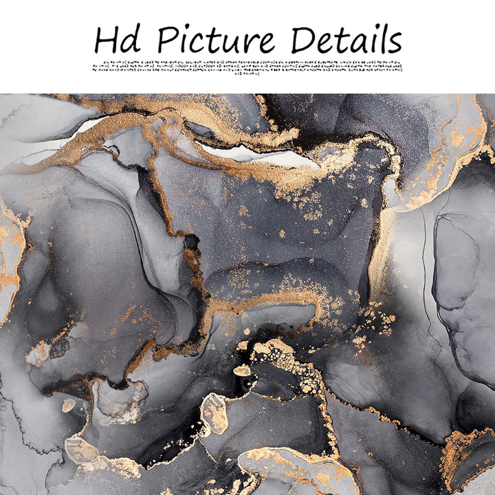 Abstract Grey Golden Liquid Marble Print Wall Art Fine Art Canvas Prints Wide Format Pictures For Above The Sofa Art For Above The Bed | Bowlift
