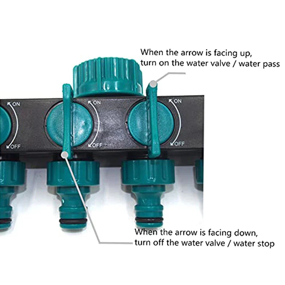 BowLift | AquaSplit 4-Way Distributor | For ½", ¾", 1" Threads | Robust Design | Green-Black