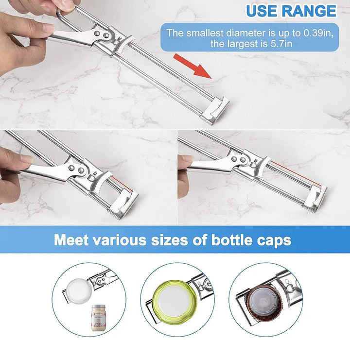 BowLift | Gripano Glass Opener | Adjustable | Stainless Steel | Anti-Slip Handle | Ideal for Weak Hands