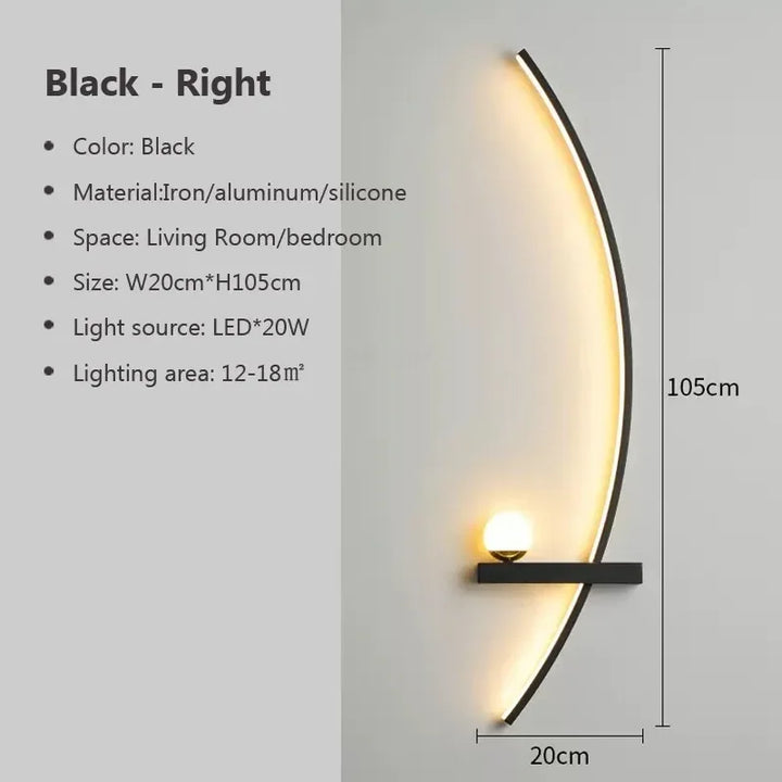 BowLift | Contemporary Edge Wall Lamp – Black & Gold Indoor/Outdoor Lighting for Modern Spaces