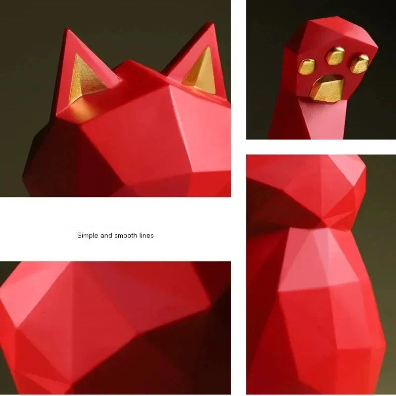 Nordic Minimalism Geometry Lucky Cat Statues | Bowlift
