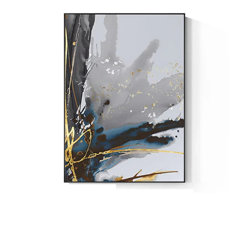 Modern Abstract Floral Wall Art Fine Art Canvas Prints Blue Gray Botanical Pictures For Living Room Bedroom Wall Art Decor | Bowlift