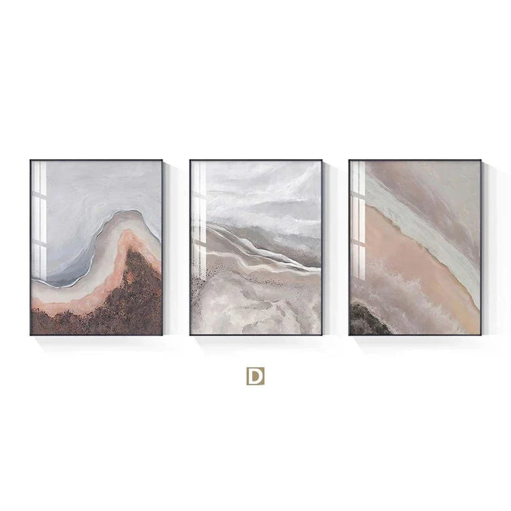 Neutral Shades Pink Abstract Ocean Shoreline Wall Art Fine Art Canvas Prints Minimalist Pictures For Living Room Bedroom Art Decor | Bowlift