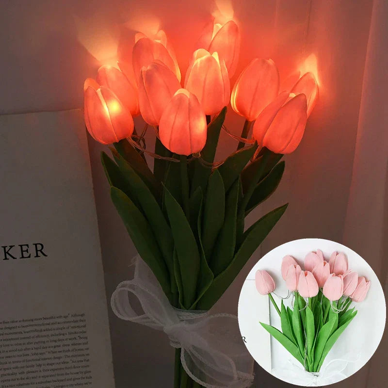 BowLift | LED lamp with artificial tulip bouquet perfect for gifts or as wedding party home decorations